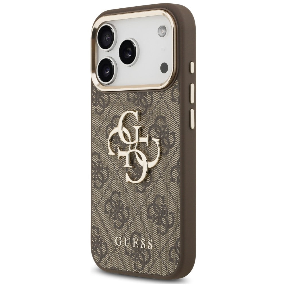 Калъф за Apple iPhone 18 Pro Max / 17 Pro Max, Guess, 4G Classic Logo с каишка, Кафяво-златист
