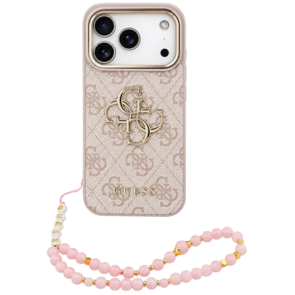 Калъф за Apple iPhone 18 Pro Max / 17 Pro Max, Guess, 4G Classic Logo с каишка, Розово злато