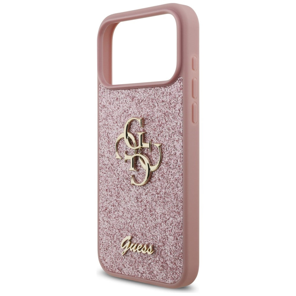 Калъф за Apple iPhone 18 Pro Max / 17 Pro Max, Guess, Fixed Glitter Big 4G, Розов