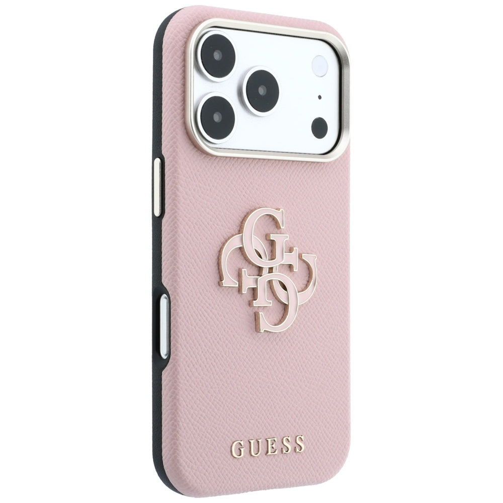 Калъф за Apple iPhone 18 Pro Max / 17 Pro Max, Guess, с голям релефен лого от смола, розов
