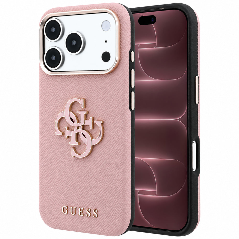 Калъф за Apple iPhone 18 Pro Max / 17 Pro Max, Guess, с голям релефен лого от смола, розов