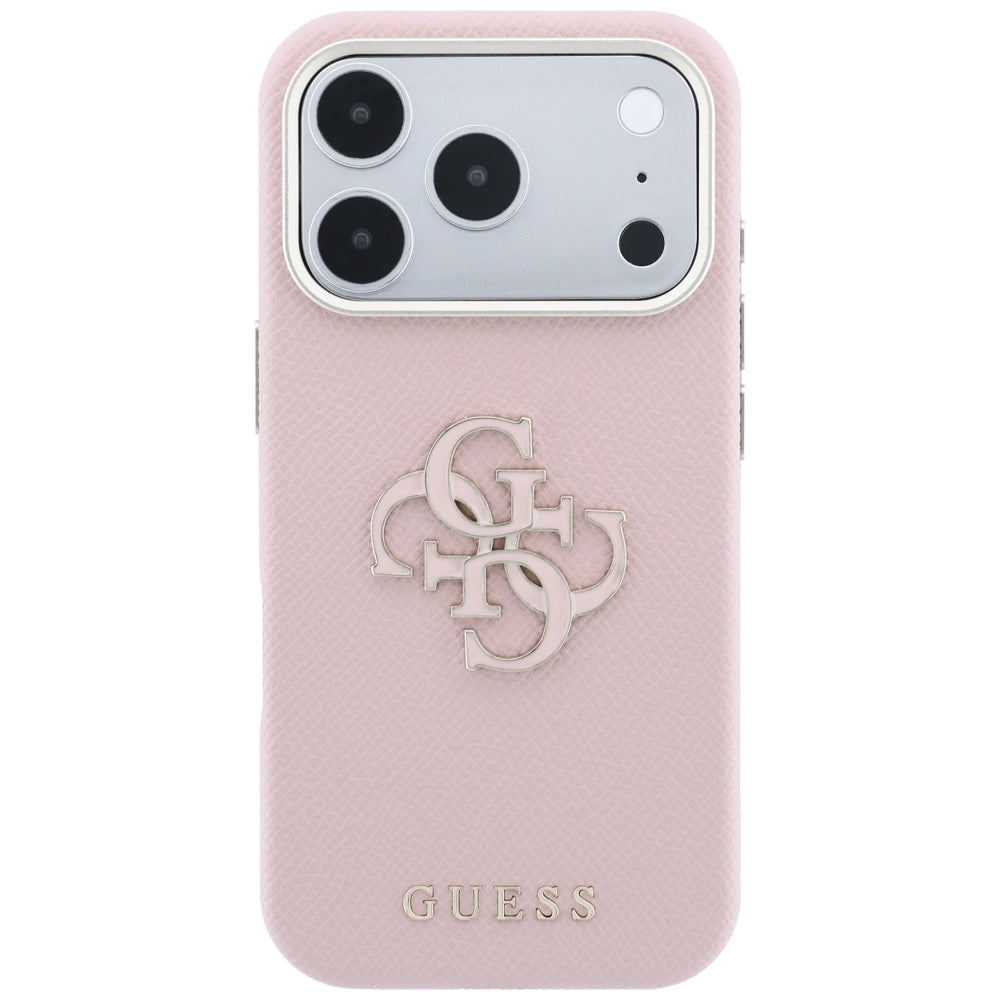 Калъф за Apple iPhone 18 Pro Max / 17 Pro Max, Guess, с голям релефен лого от смола, розов