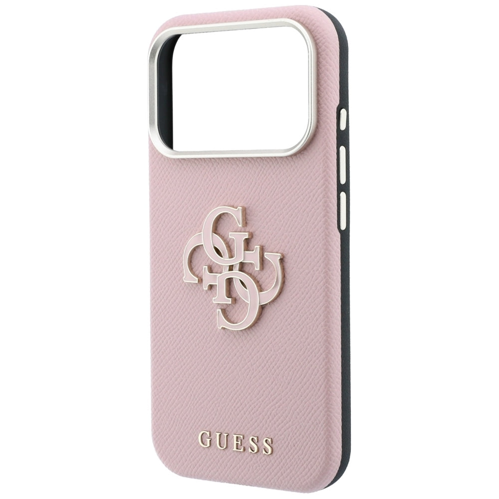 Калъф за Apple iPhone 18 Pro Max / 17 Pro Max, Guess, с голям релефен лого от смола, розов