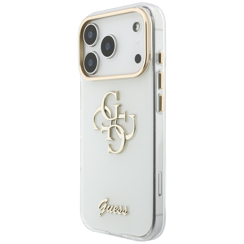 Калъф за Apple iPhone 18 Pro Max / 17 Pro Max, Guess, IML 4G Metal Script, Бял