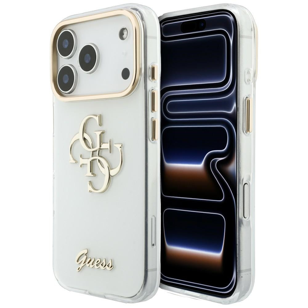 Калъф за Apple iPhone 18 Pro Max / 17 Pro Max, Guess, IML 4G Metal Script, Бял