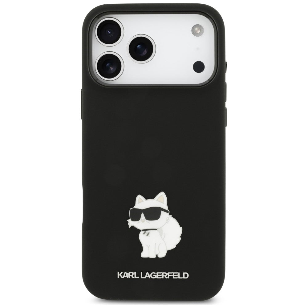 Калъф за Apple iPhone 18 Pro Max / 17 Pro Max, Karl Lagerfeld, Choupette Metal Pin, черен