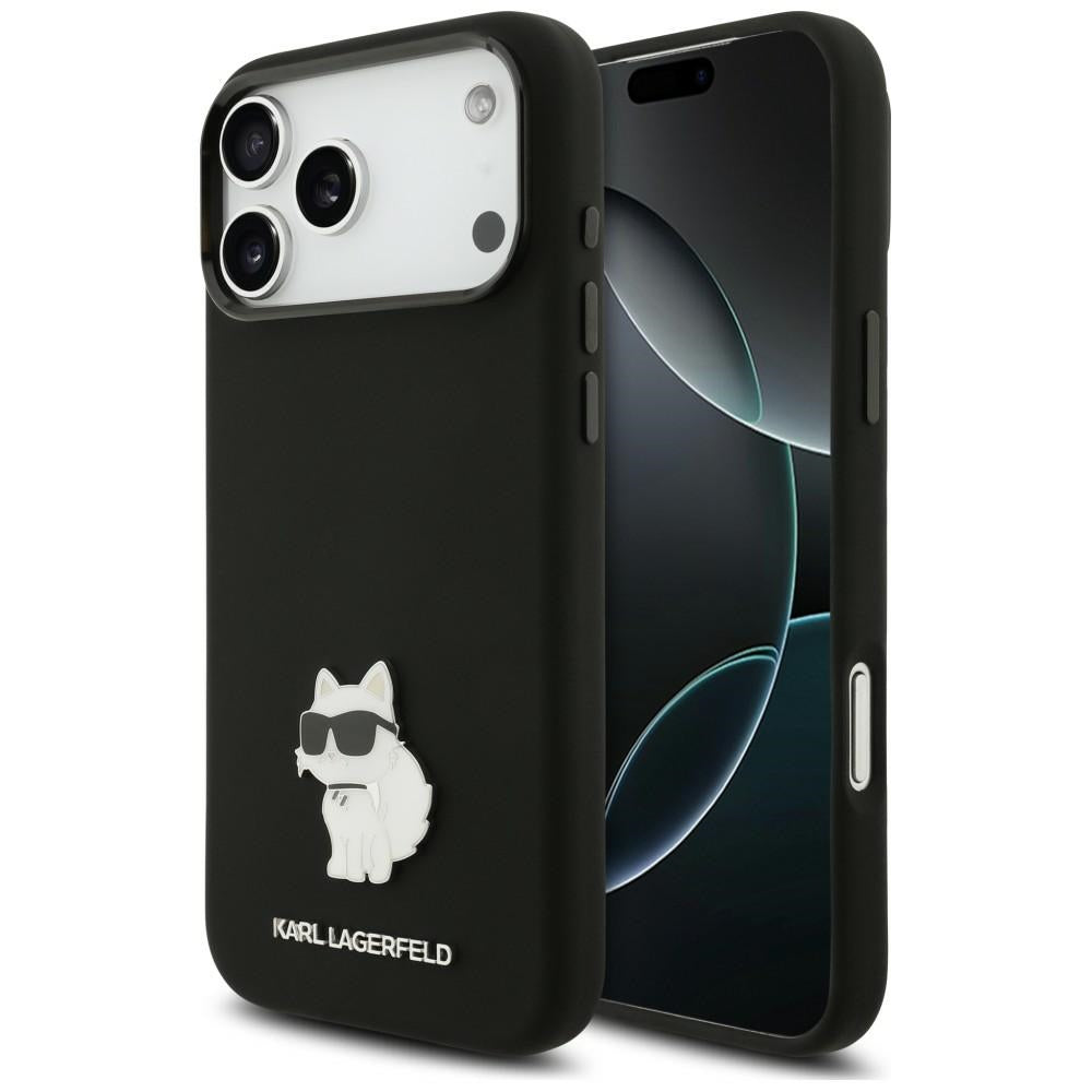 Калъф за Apple iPhone 18 Pro Max / 17 Pro Max, Karl Lagerfeld, Choupette Metal Pin, черен