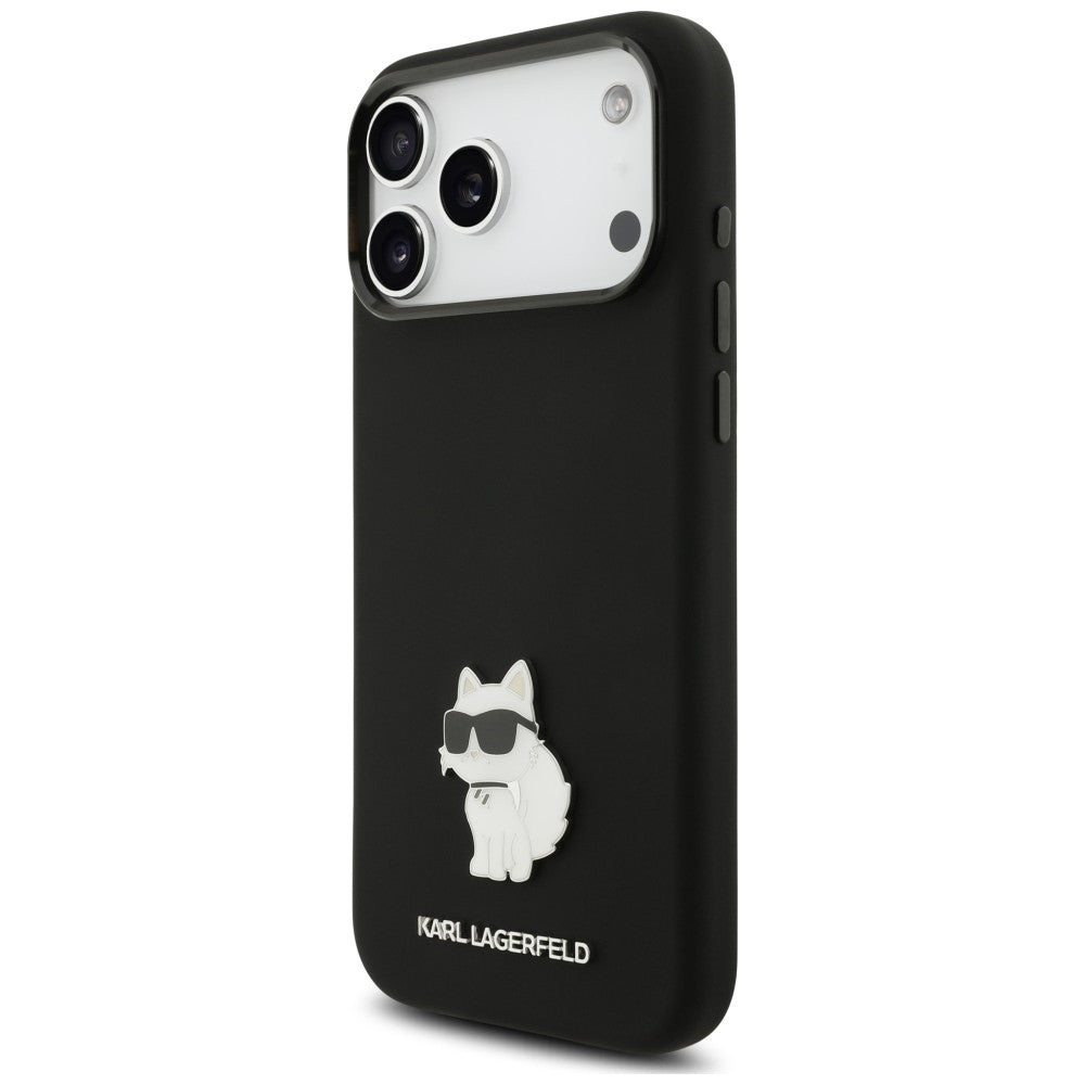 Калъф за Apple iPhone 18 Pro Max / 17 Pro Max, Karl Lagerfeld, Choupette Metal Pin, черен
