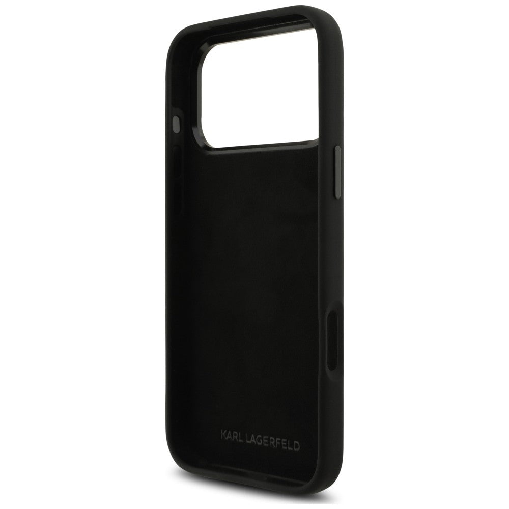 Калъф за Apple iPhone 18 Pro Max / 17 Pro Max, Karl Lagerfeld, Choupette Metal Pin, черен
