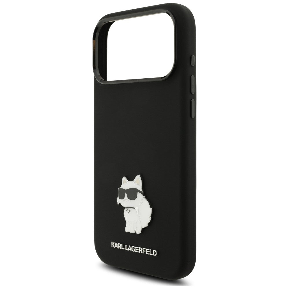Калъф за Apple iPhone 18 Pro Max / 17 Pro Max, Karl Lagerfeld, Choupette Metal Pin, черен