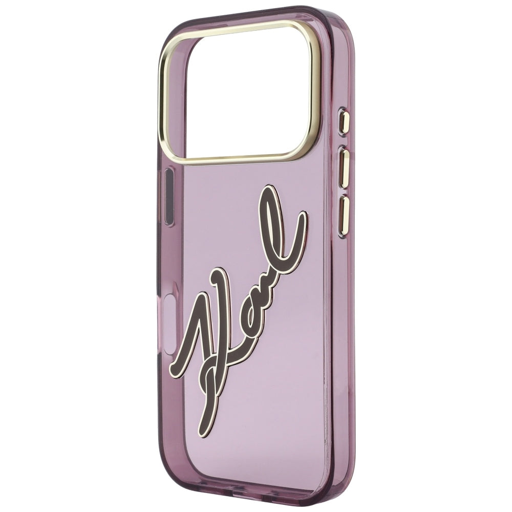 Калъф за Apple iPhone 18 Pro Max / 17 Pro Max, Karl Lagerfeld, IML Big Signature Resin Logo Metal Frame, Бордо