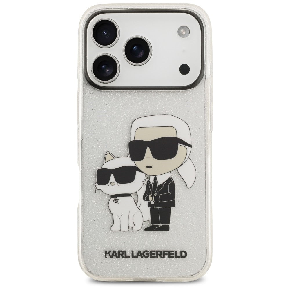 Калъф за Apple iPhone 18 Pro Max / 17 Pro Max, Karl Lagerfeld, IML Glitter Karl and Choupette NFT, прозрачен
