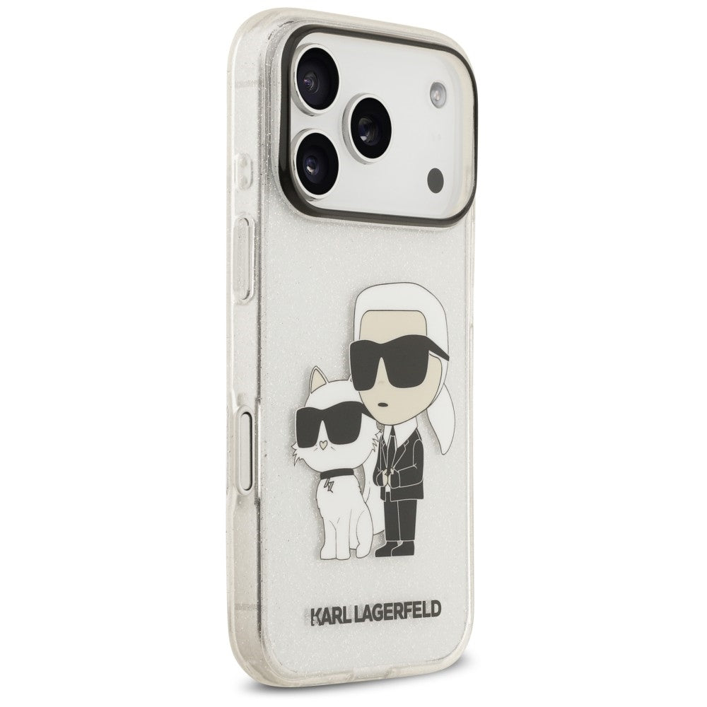 Калъф за Apple iPhone 18 Pro Max / 17 Pro Max, Karl Lagerfeld, IML Glitter Karl and Choupette NFT, прозрачен