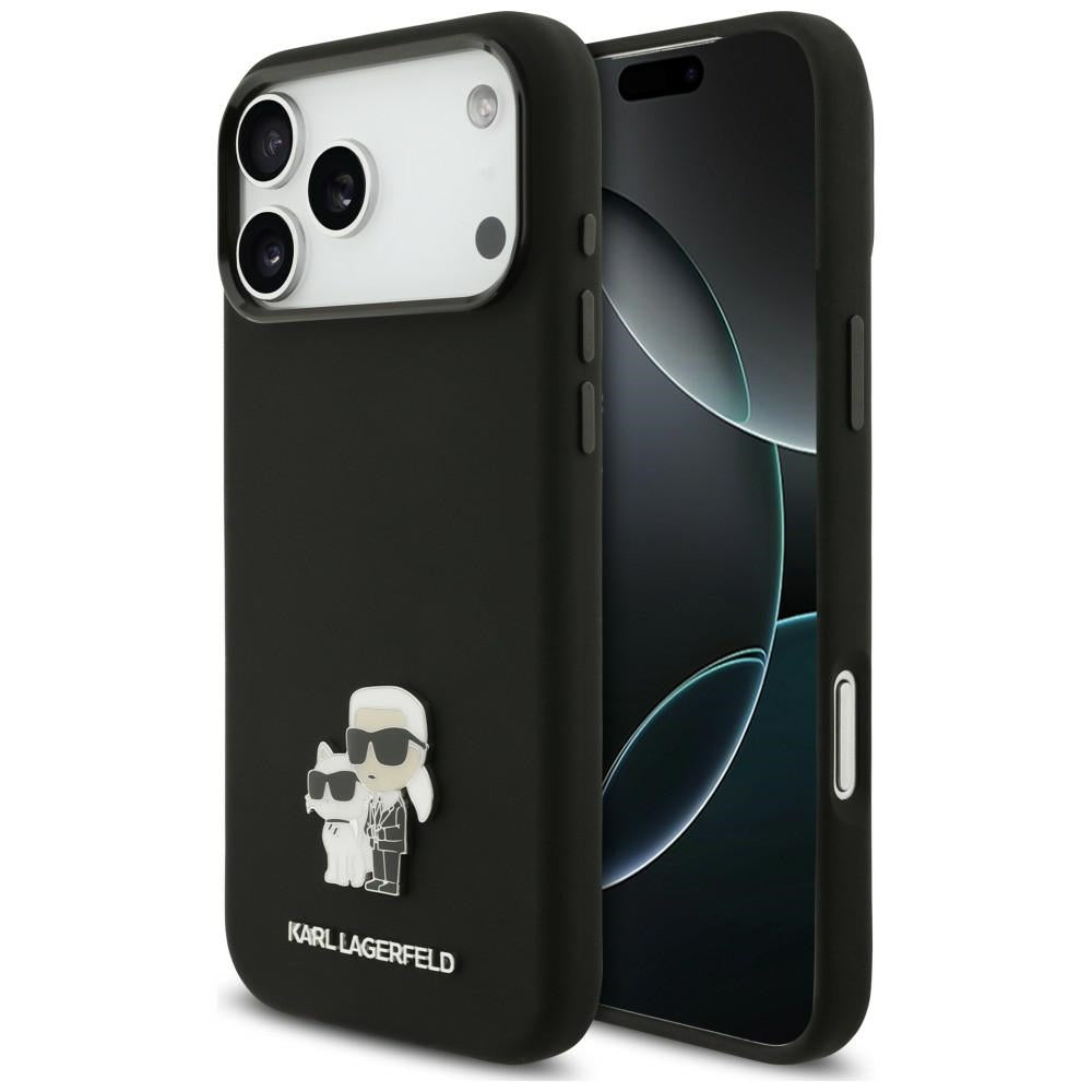 Калъф за Apple iPhone 18 Pro Max / 17 Pro Max, Karl Lagerfeld, Karl & Choupette Metal Pin, черен