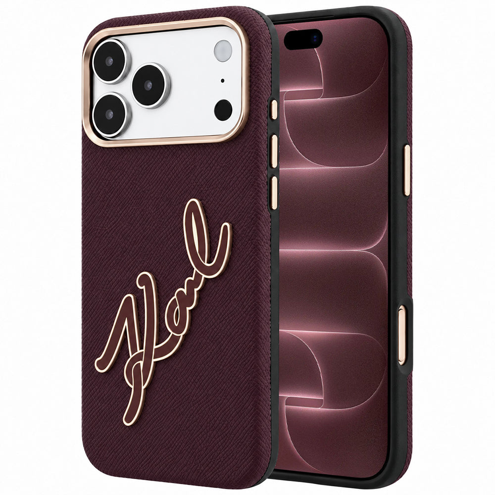 Калъф за Apple iPhone 18 Pro Max / 17 Pro Max, Karl Lagerfeld, Smooth Big Resin Signature Logo, Бордо