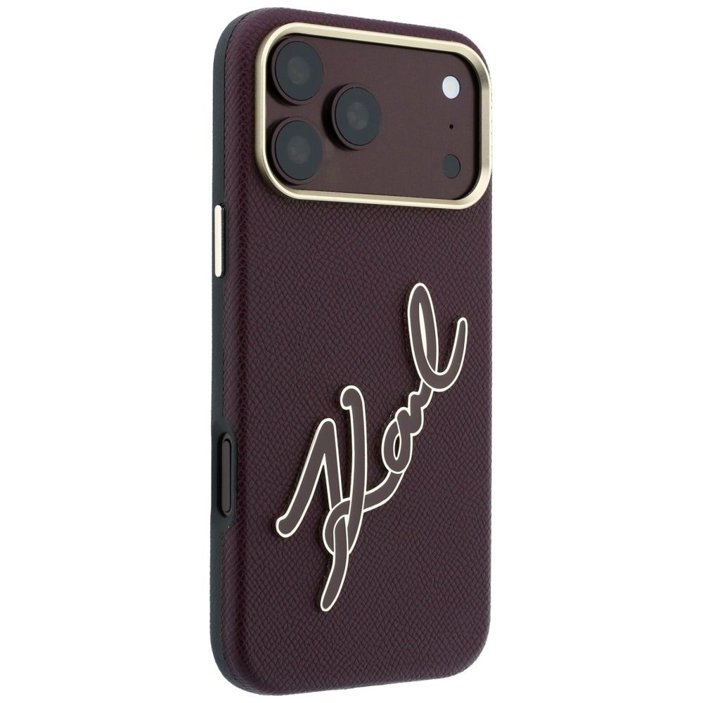 Калъф за Apple iPhone 18 Pro Max / 17 Pro Max, Karl Lagerfeld, Smooth Big Resin Signature Logo, Бордо