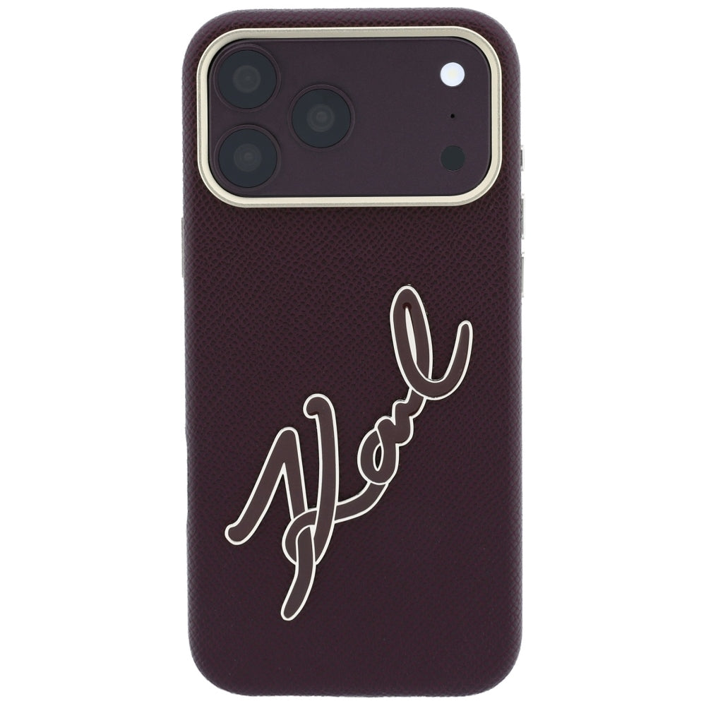 Калъф за Apple iPhone 18 Pro Max / 17 Pro Max, Karl Lagerfeld, Smooth Big Resin Signature Logo, Бордо