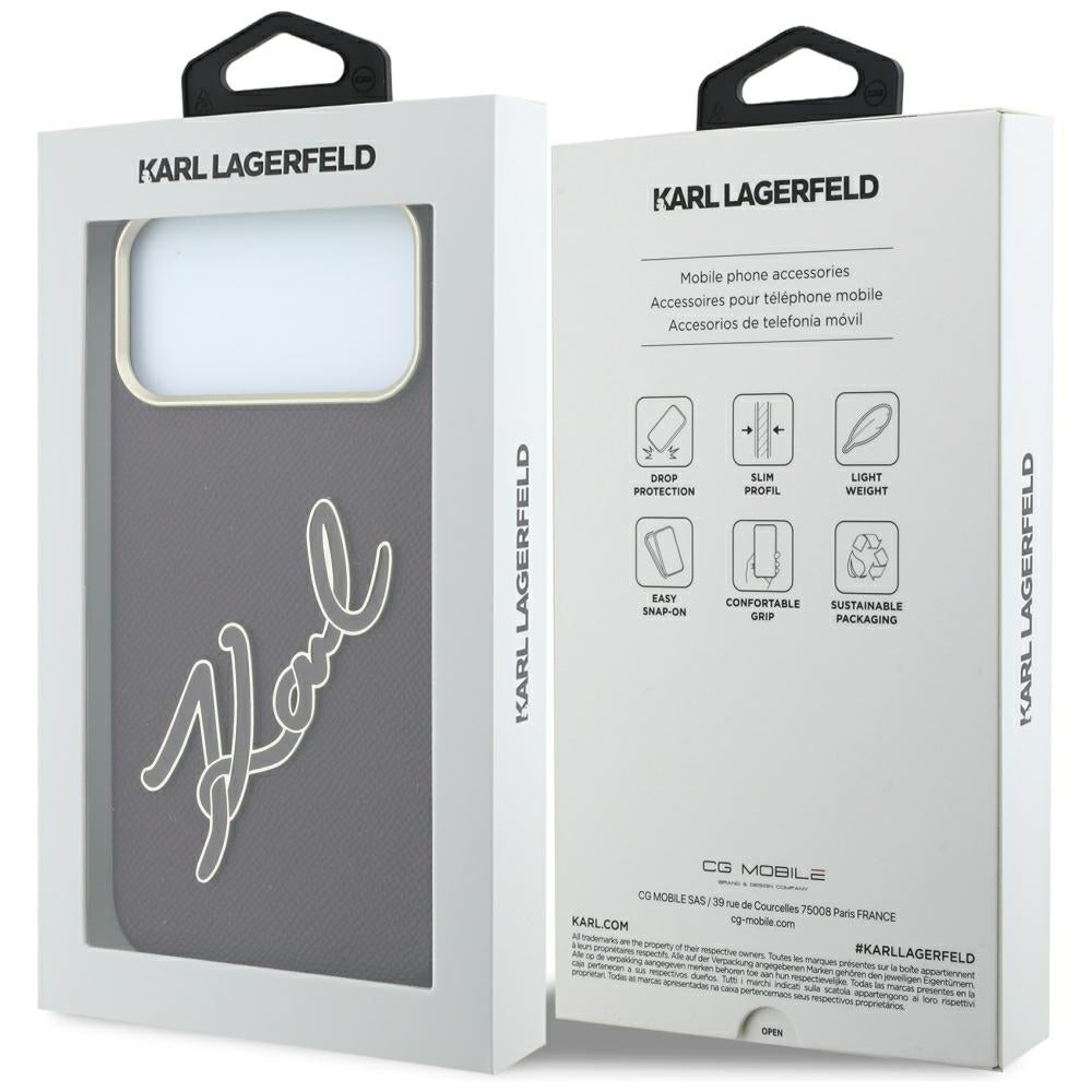 Калъф за Apple iPhone 18 Pro Max / 17 Pro Max, Karl Lagerfeld, Smooth Big Resin Signature Logo, Бордо