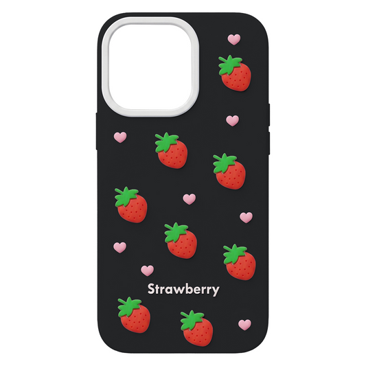 Калъф за Apple iPhone 16 Pro Max, OEM, Strawberry, Черен
