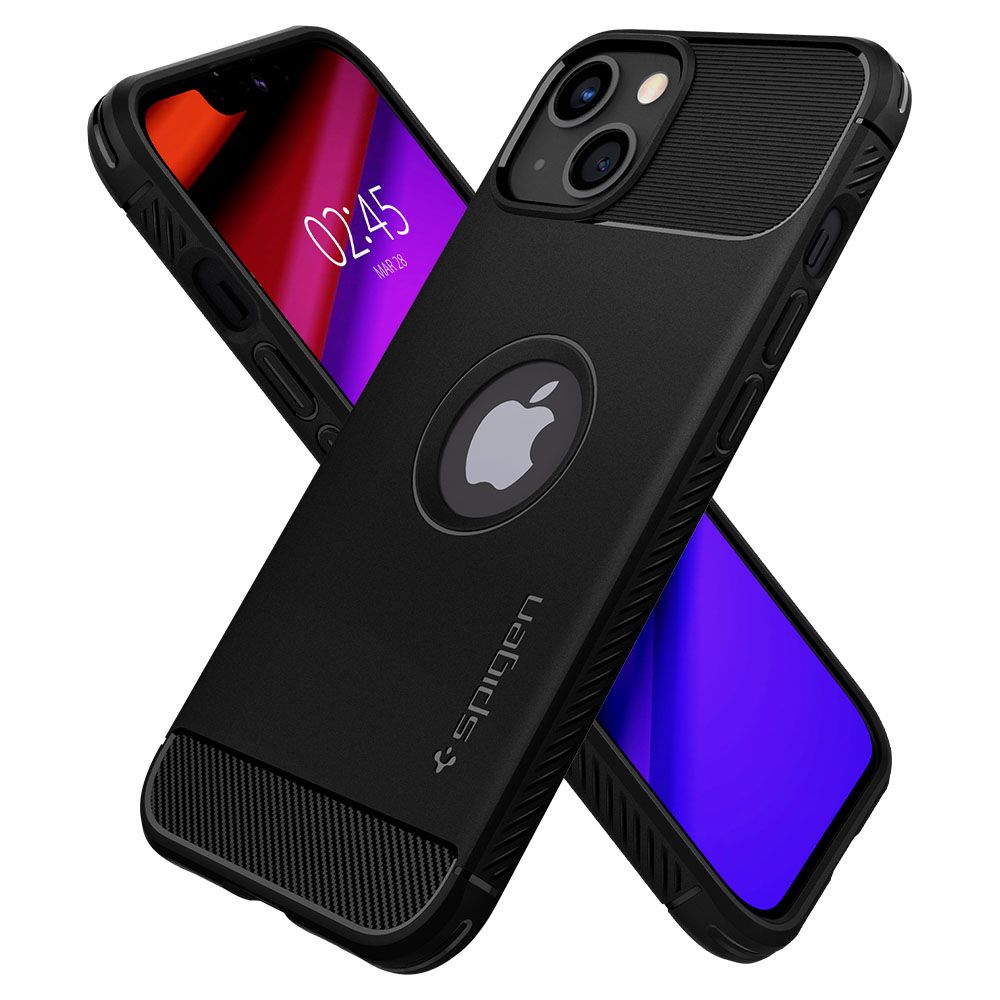Калъф за Apple iPhone 13, Spigen, Rugged Armor, Черен ACS03518
