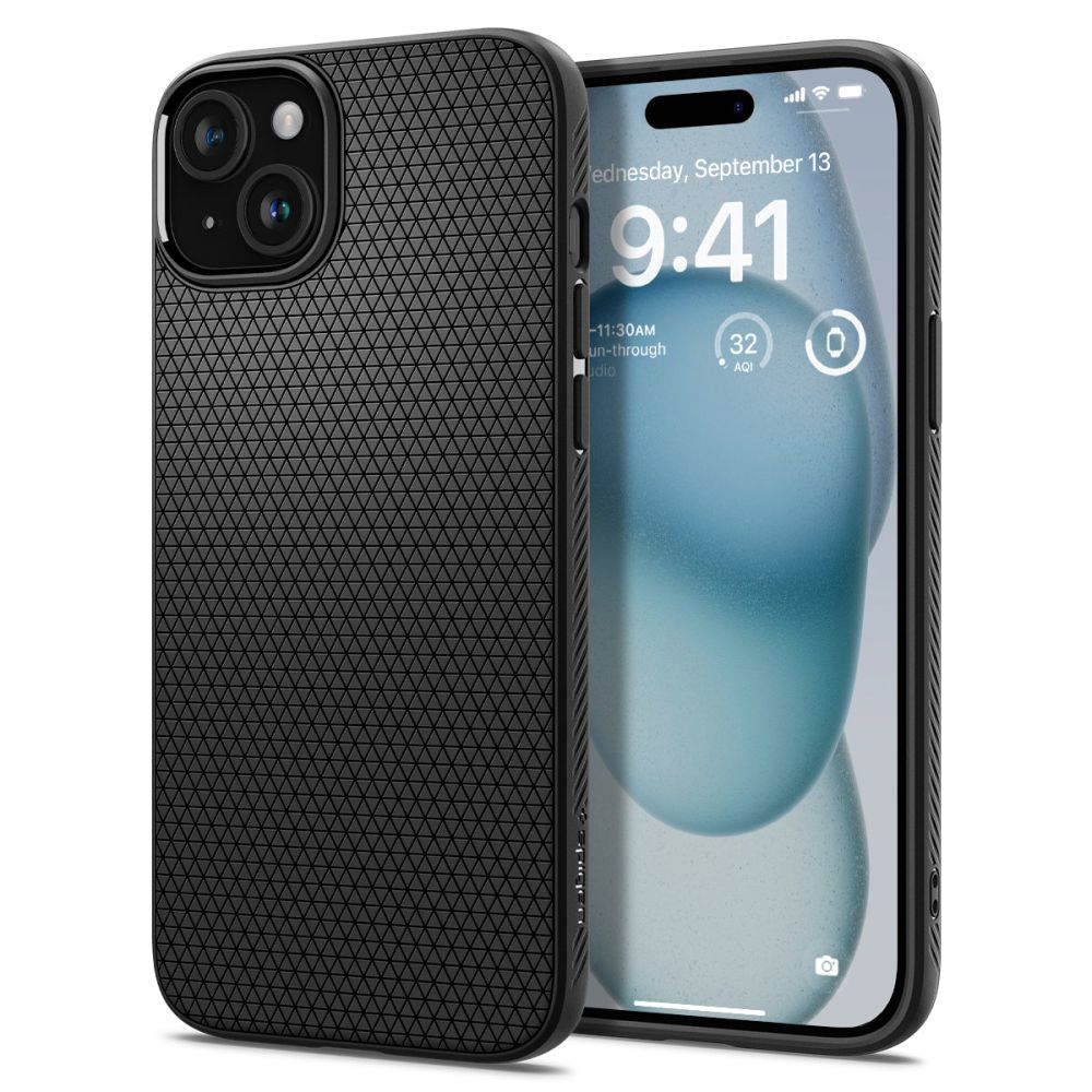 Калъф за Apple iPhone 15, Spigen, Liquid Air Matte, черен ACS06790
