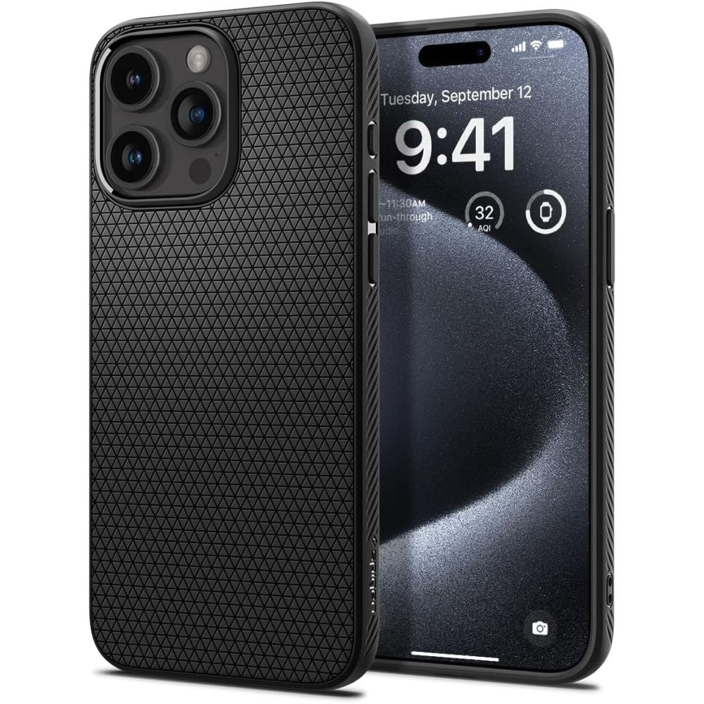 Калъф за Apple iPhone 15 Pro, Spigen, Liquid Air Matte, черен ACS06704