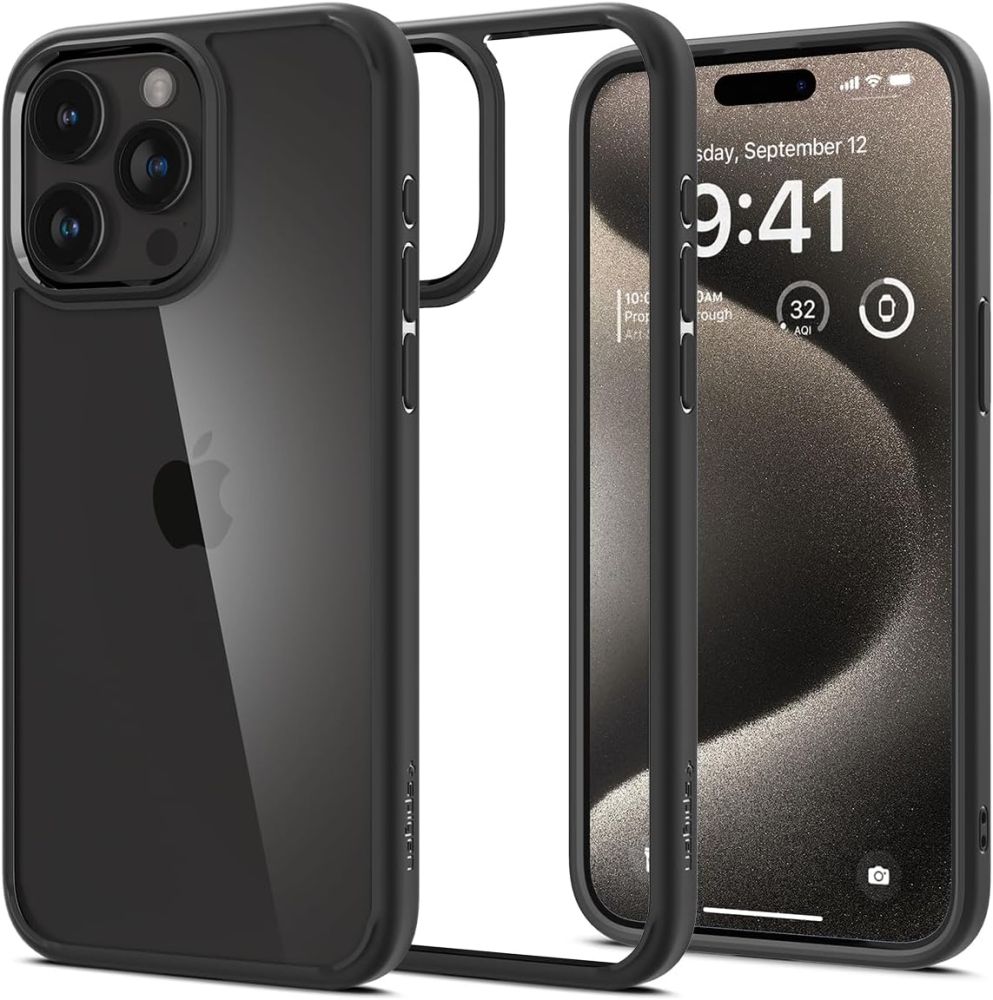 Калъф за Apple iPhone 15 Pro Max, Spigen, Ultra Hybrid, Матово черен ACS06570