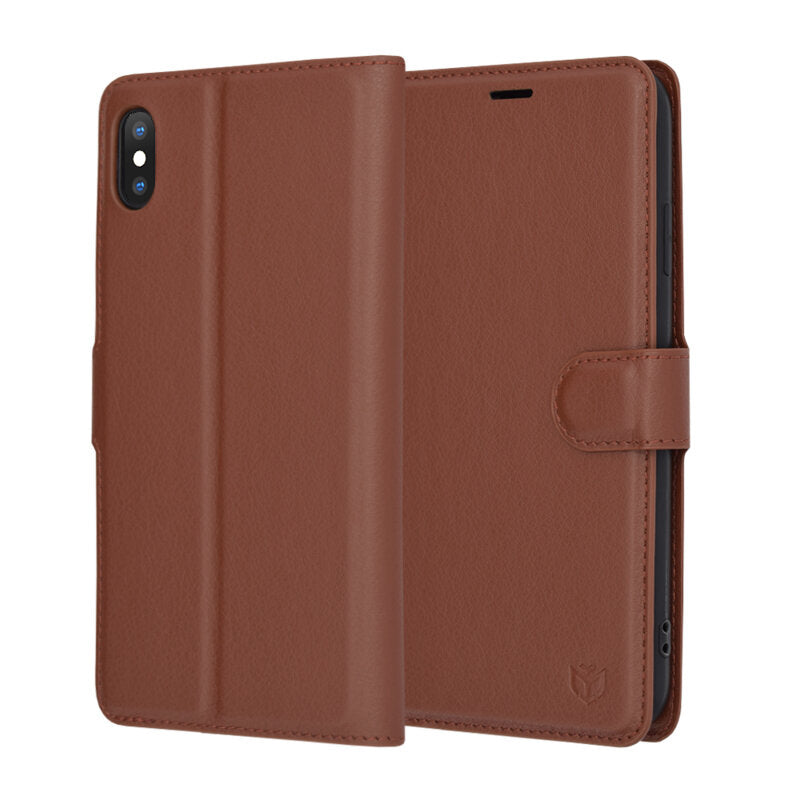 Калъф за Apple iPhone XS Max, Techsuit, Leather Folio, Кафяв