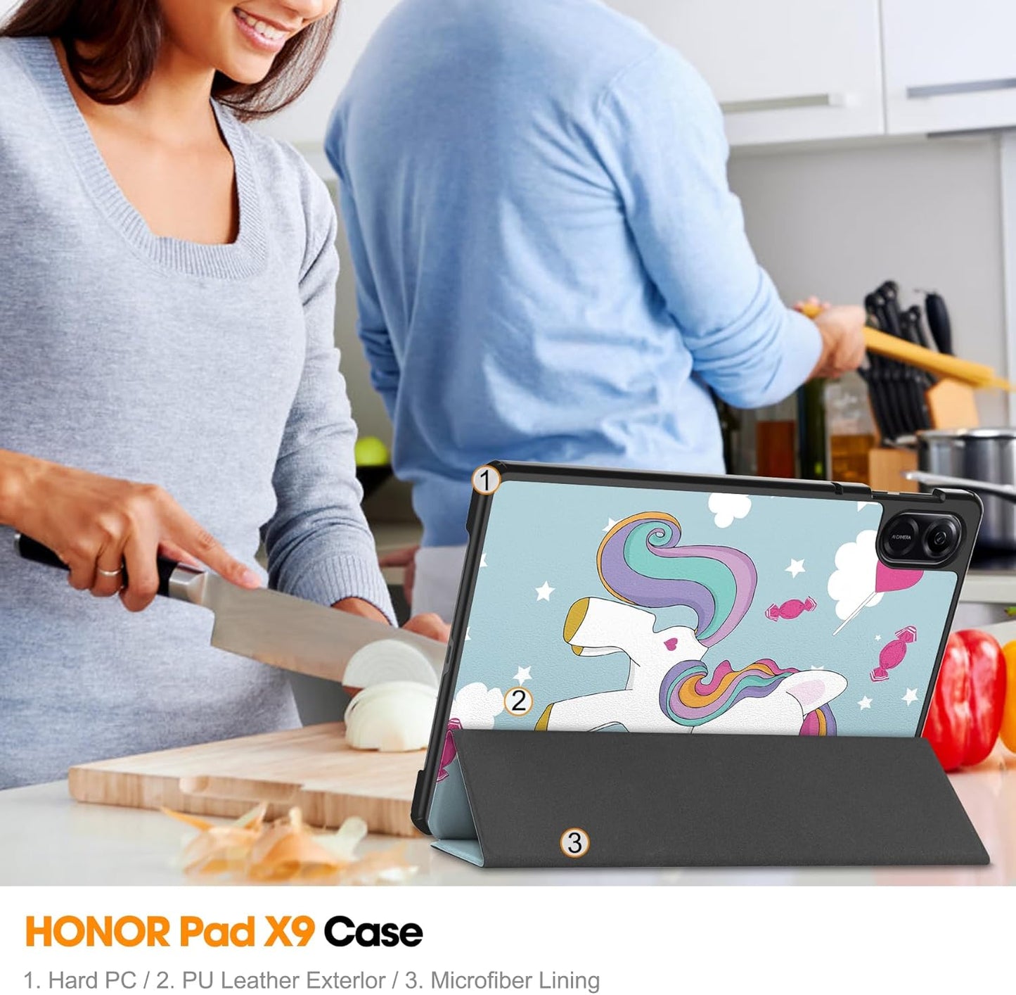 Калъф за Honor Pad X8a, Techsuit, FoldPro Unicorn, Многоцветен