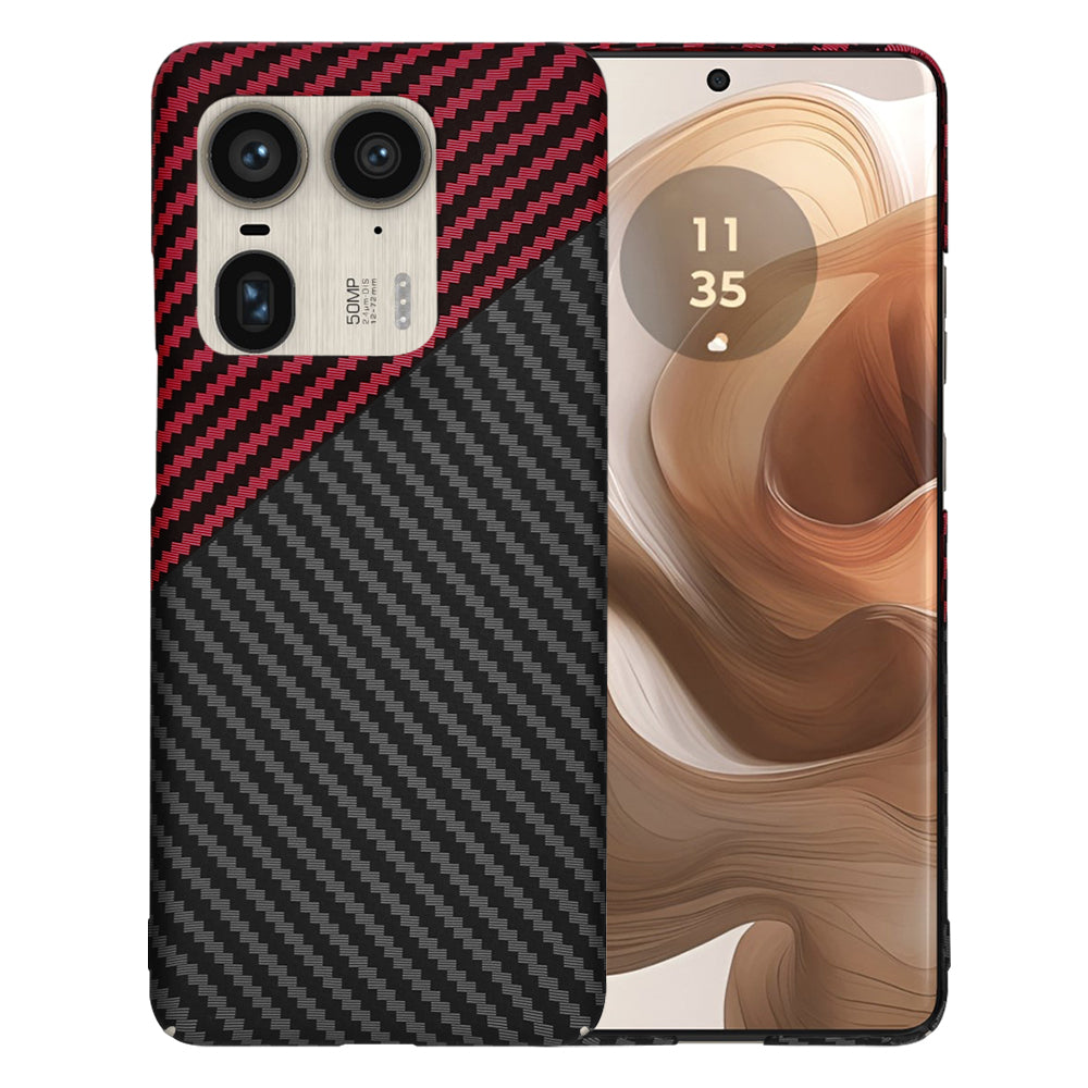 Калъф за Motorola Edge 50 Ultra, Techsuit, Carbonite FiberShell, Черно Червен