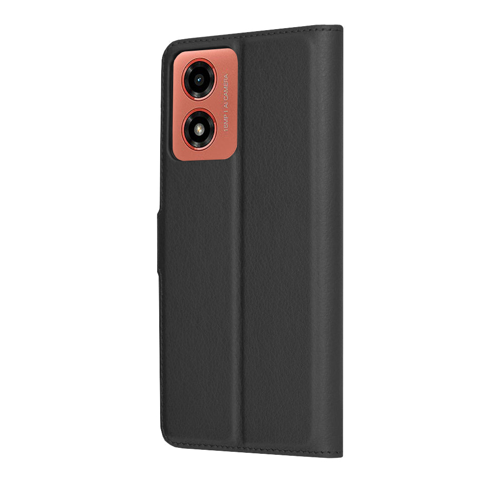 Калъф за Motorola Moto G04s / E14 / G04 / G24, Techsuit, кожен портфейл, черен