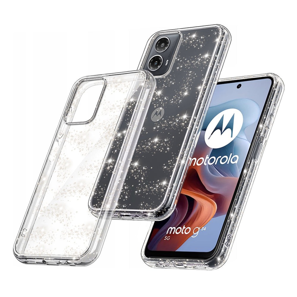 Калъф за Motorola Moto G45 / G34, Techsuit, SparkleSkin, Прозрачен