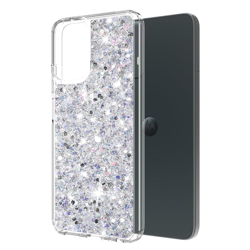 Калъф за Motorola Moto G45 / G34, Techsuit, Sparkly Glitter, Бял