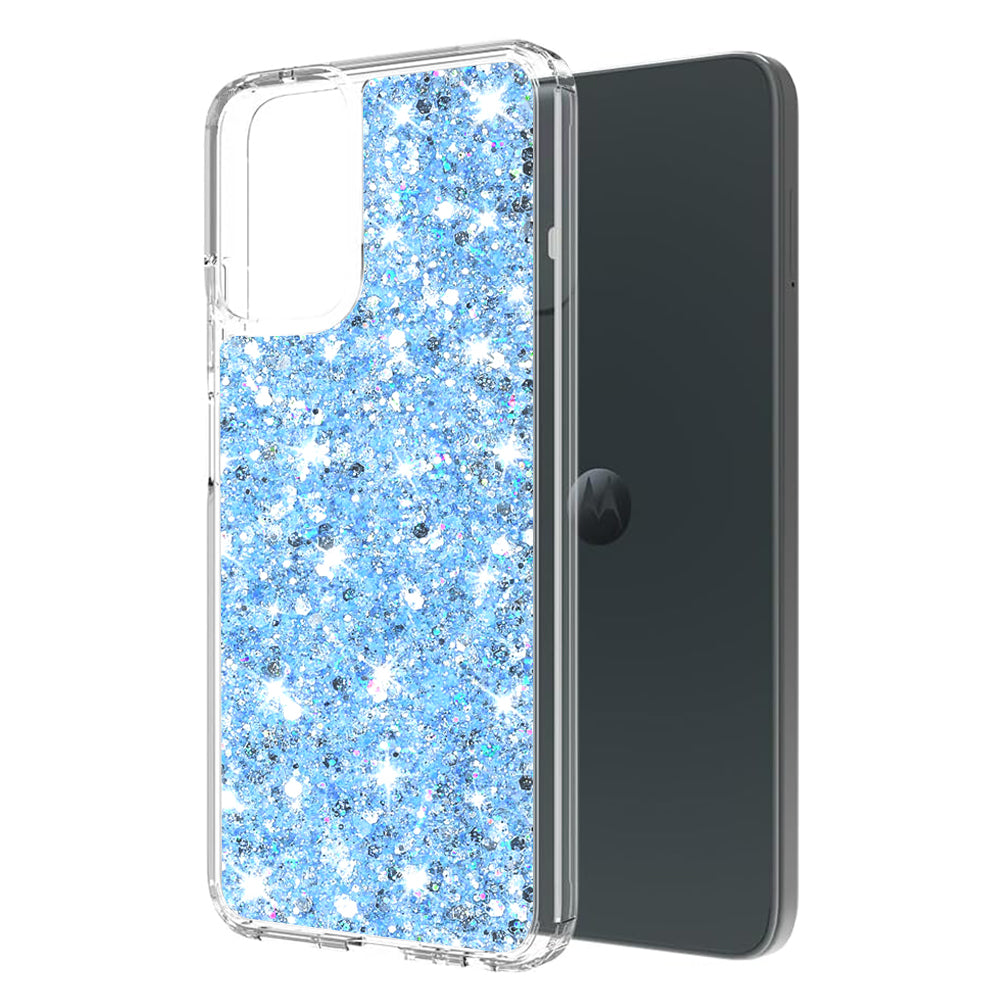 Калъф за Motorola Moto G45 / G34, Techsuit, Блестящ брокат, Син