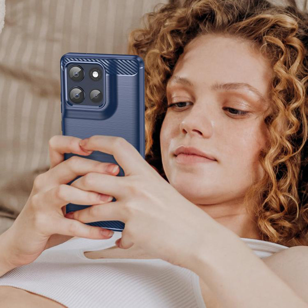 Калъф за Motorola Moto G86, Techsuit, Карбон, Син
