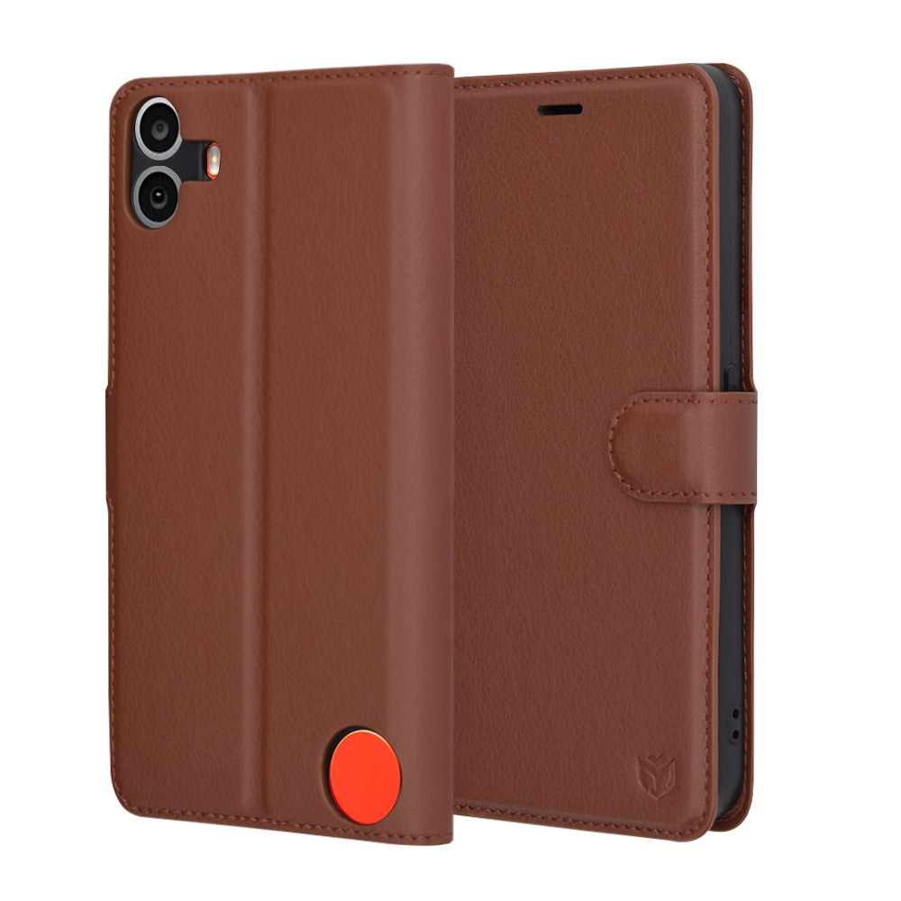Калъф за Nothing CMF Phone 1, Techsuit, Leather Folio, Кафяв