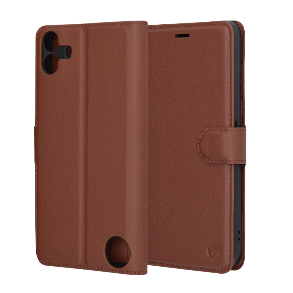 Калъф за Nothing CMF Phone 1, Techsuit, Leather Folio, Кафяв