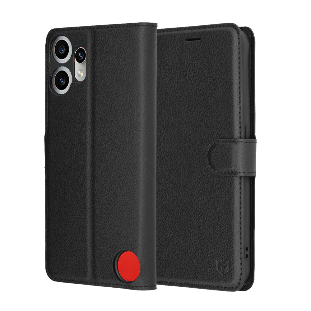 Калъф за Nothing CMF Phone 2 Pro, Techsuit, Leather Folio, Черен