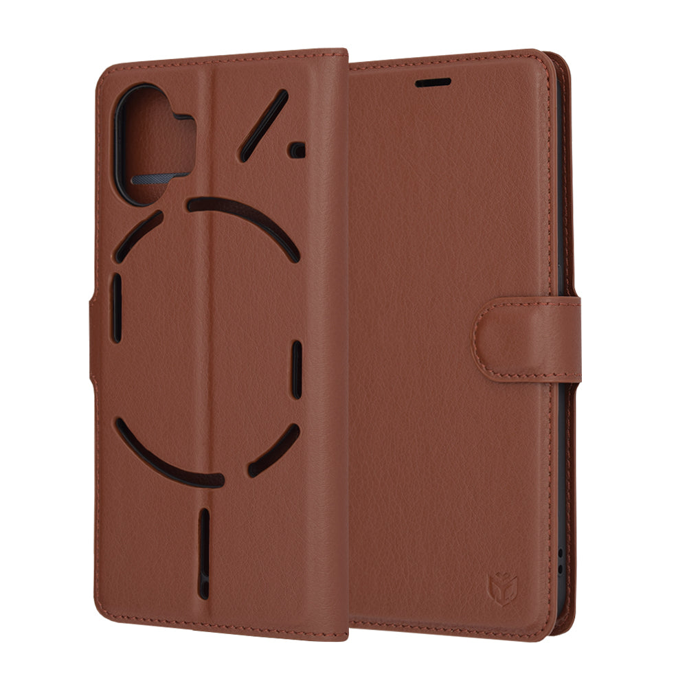 Калъф за Nothing Phone (2), Techsuit, Leather Folio, Кафяв