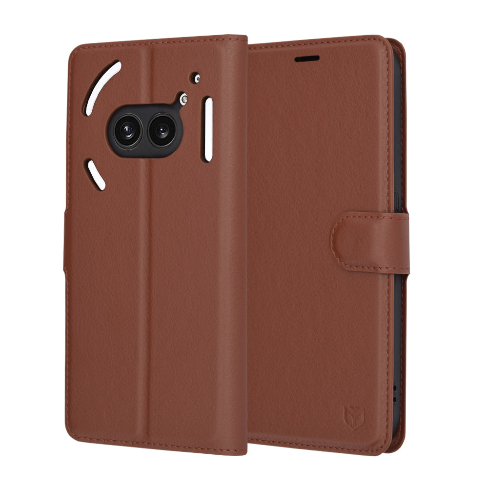 Калъф за Nothing Phone (2a) Plus / Phone (2a), Techsuit, кожен фолио, кафяв