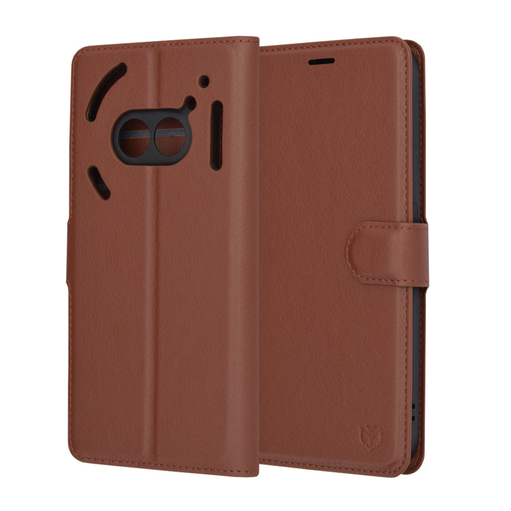 Калъф за Nothing Phone (2a) Plus / Phone (2a), Techsuit, кожен фолио, кафяв