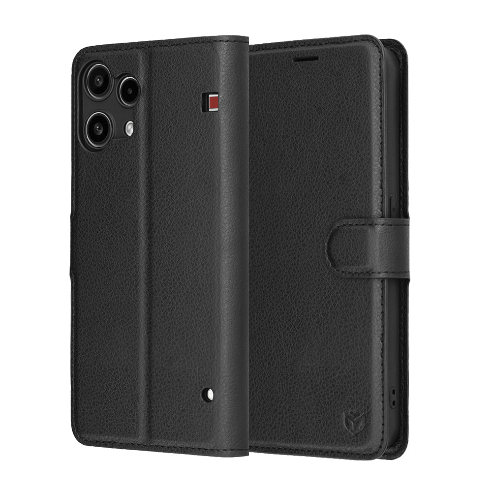 Калъф за Nothing Phone (3a) Lite, Techsuit, Leather Folio, Черен