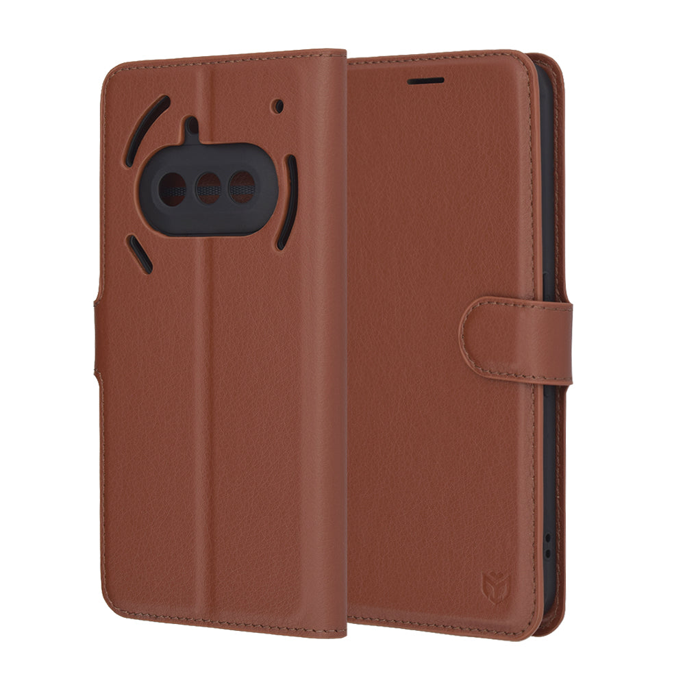 Калъф за Nothing Phone (3a), Techsuit, Leather Folio, Кафяв