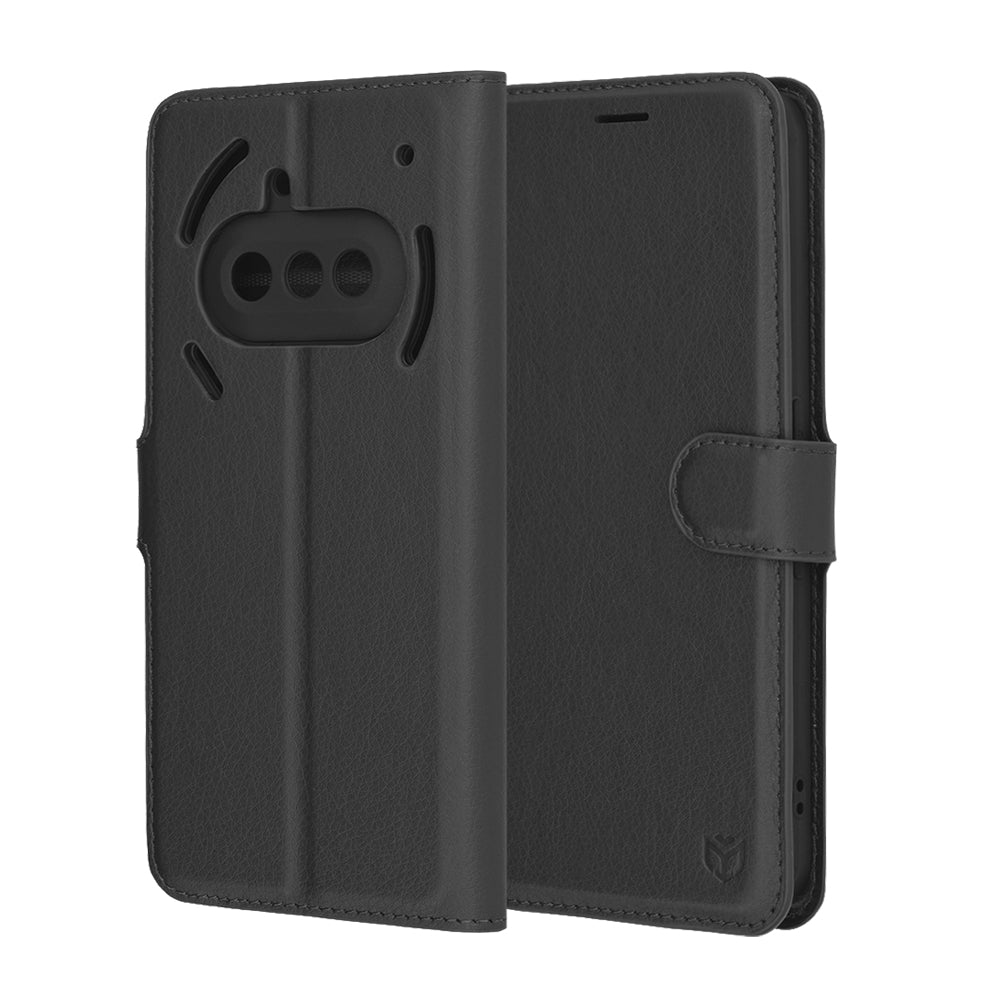 Калъф за Nothing Phone (3a), Techsuit, Leather Folio, Черен