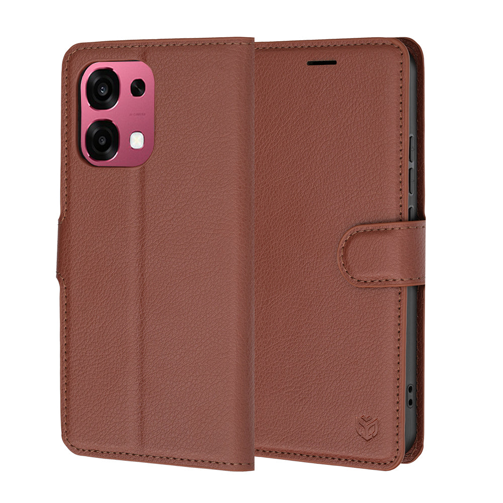 Калъф за Oppo A6 Pro 5G / A6 Pro 4G, Techsuit, Leather Folio, Кафяв