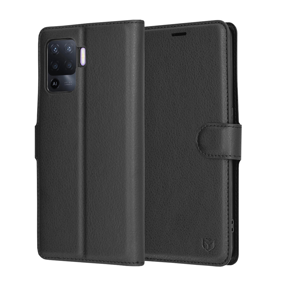 Калъф за Oppo A94 / Reno5 Lite, Techsuit, Leather Folio, Черен