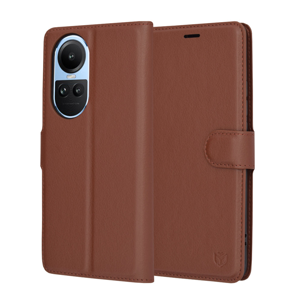 Калъф за Oppo Reno10 / Reno10 Pro, Techsuit, кожен портфейл, кафяв