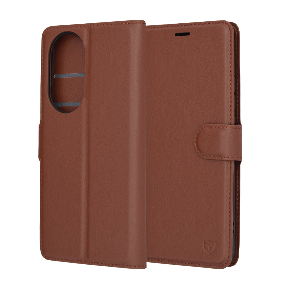 Калъф за Oppo Reno10 / Reno10 Pro, Techsuit, кожен портфейл, кафяв