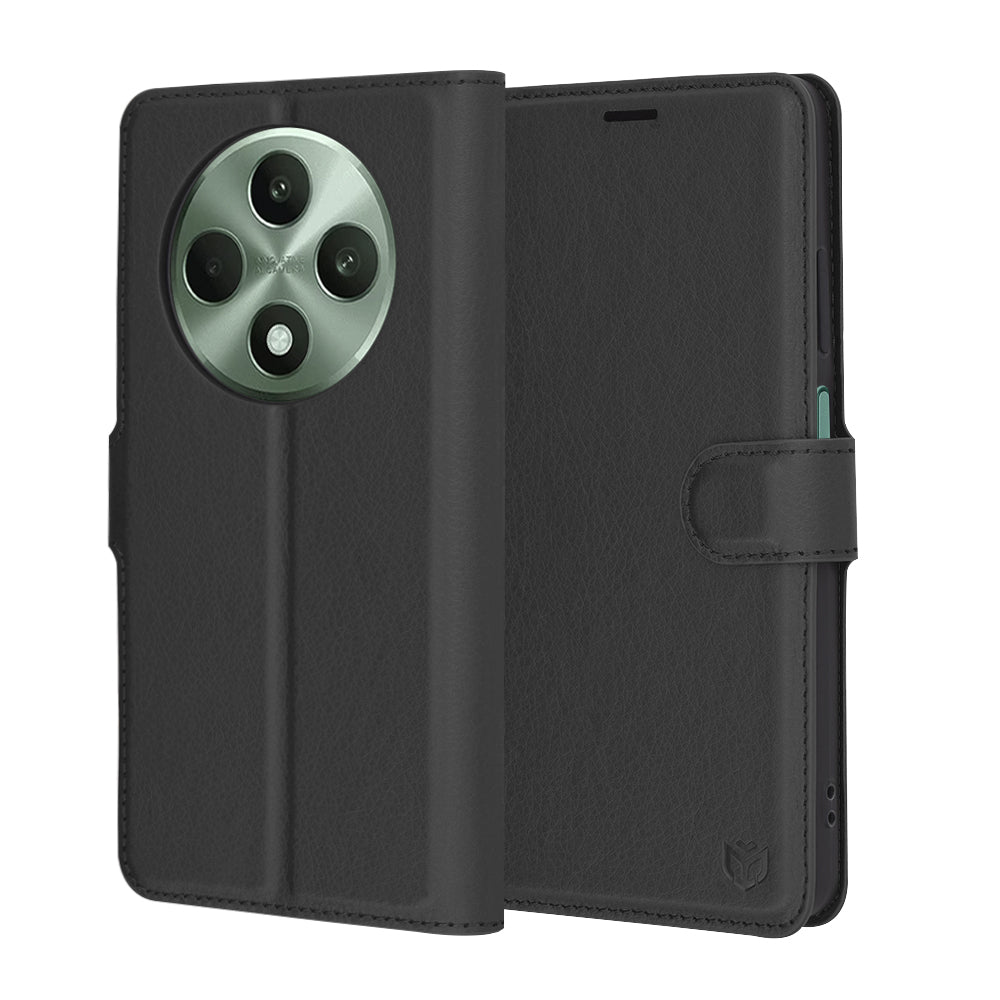Калъф за Oppo Reno12 FS 5G / Reno12 FS 4G / Reno12 F 4G / Reno12 F, Techsuit, кожен фолио, черен