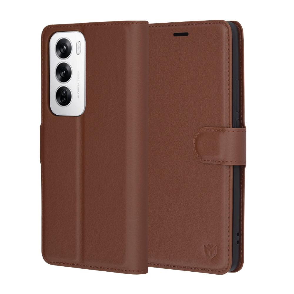 Калъф за Oppo Reno12, Techsuit, Leather Folio, Кафяв